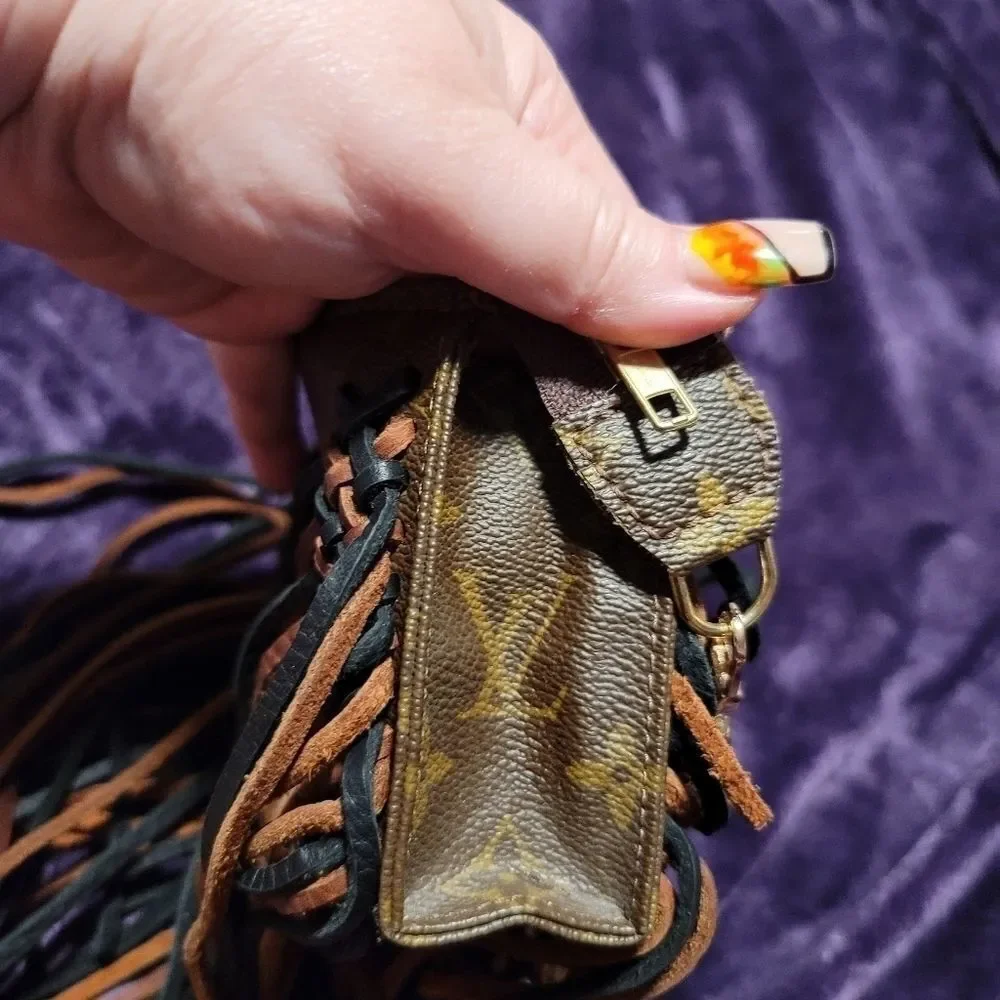 Louis Vuitton Boho Fringe Crossbody Bag Chain Strap Upcycled Auth - Picture 14 of 16